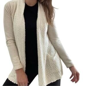 Lucky Lotus Cream Knubby Knit Cardigan Sweater size XL